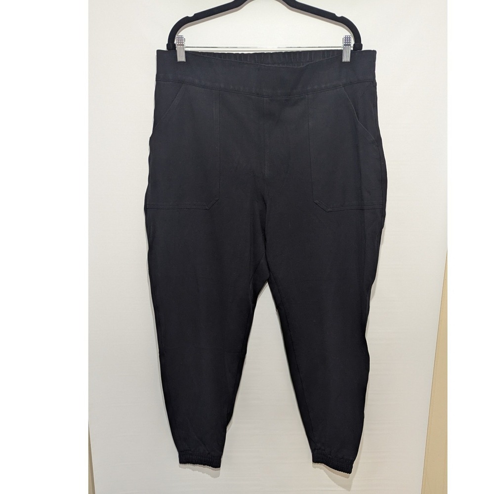 Spanx Stretch Twill Ankle Joggers Women 3X Black‎ Cargo Pocket Pants